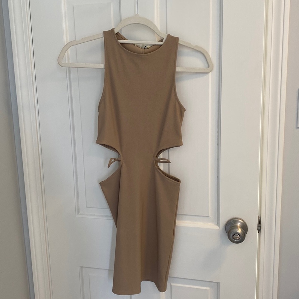 Pull & Bear Brown Cut Out Mini Dress